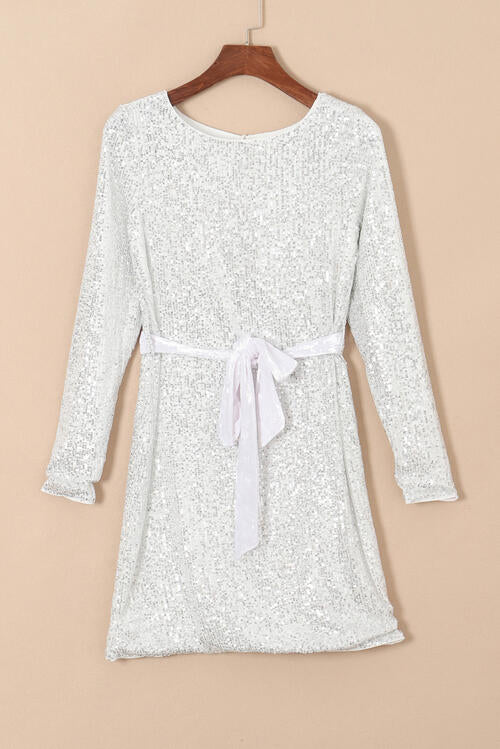 Sequin Tie Front T-Shirt Dress | 1mrk.com