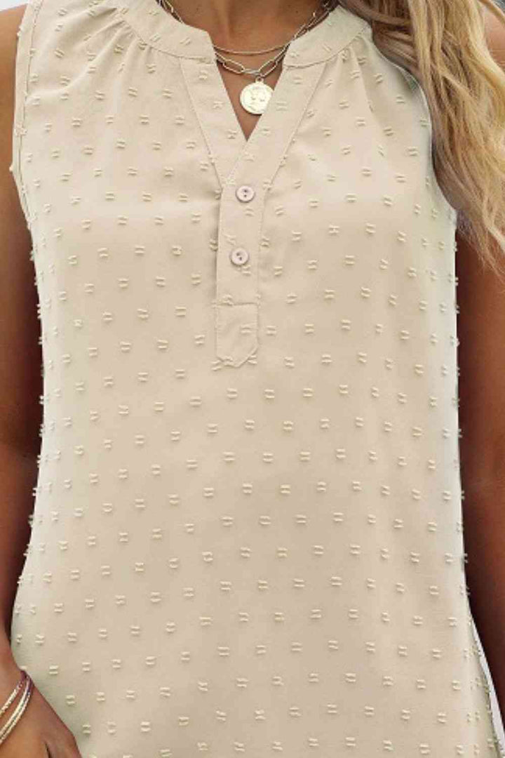 Swiss Dot Notched Neck Tank | 1mrk.com