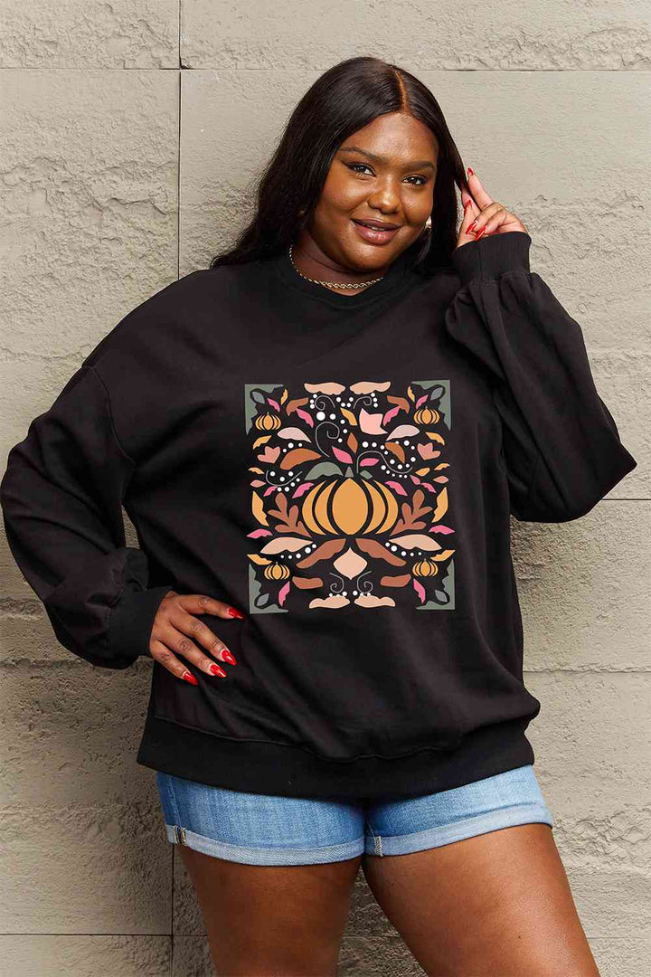 Simply Love Full Size Graphic Dropped Shoulder Sweatshirt |1mrk.com