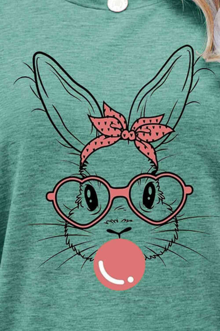 Easter Bunny Graphic Round Neck T-Shirt | 1mrk.com