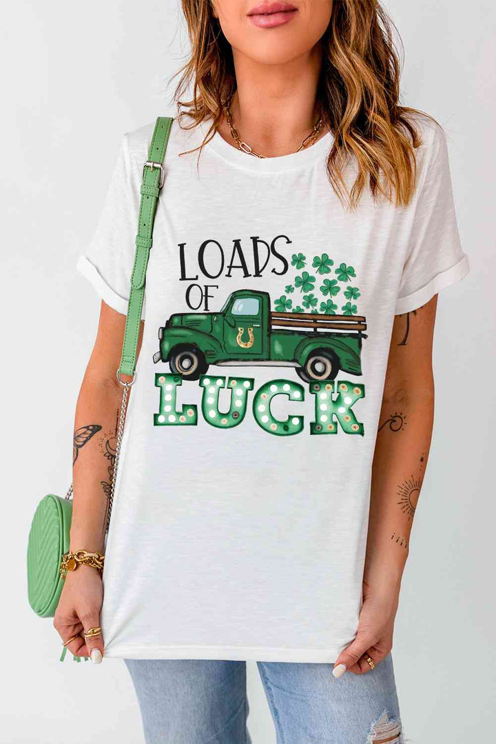 LOADS OF LUCK Graphic Round Neck Tee | 1mrk.com