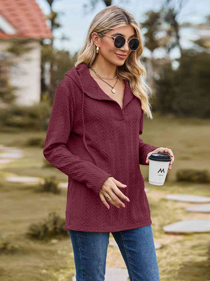 Cable-Knit Hooded Blouse |1mrk.com