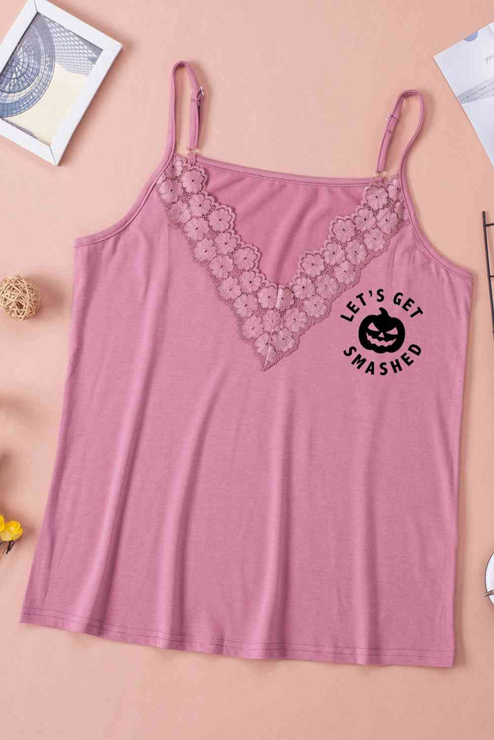 Lace Trim LET'S GET SMASHED Graphic Cami | 1mrk.com