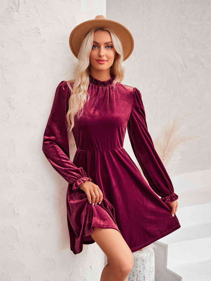 Long Flounce Sleeve A-Line Dress | 1mrk.com