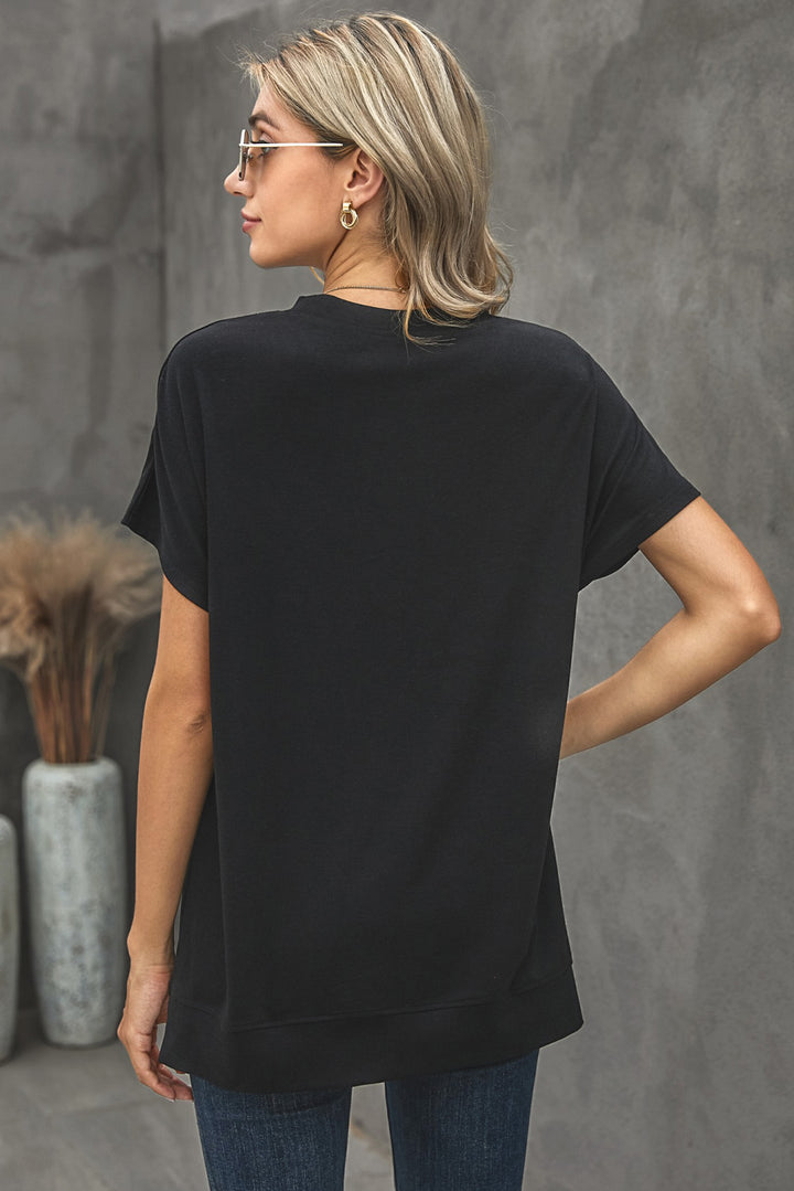 Round Neck Short Sleeve Solid Color Tee | 1mrk.com