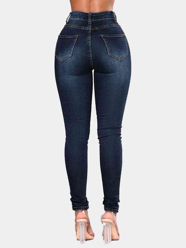 Full Size Buttoned Long Jeans |1mrk.com