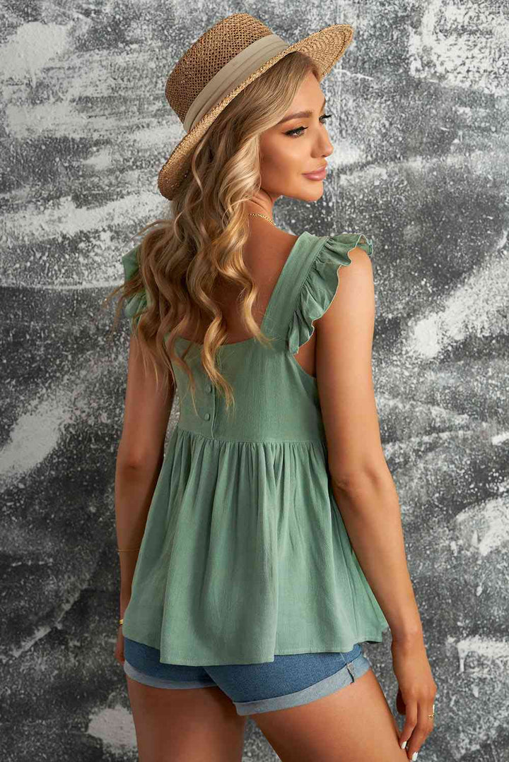 Ruffled Square Neck Babydoll Blouse | 1mrk.com