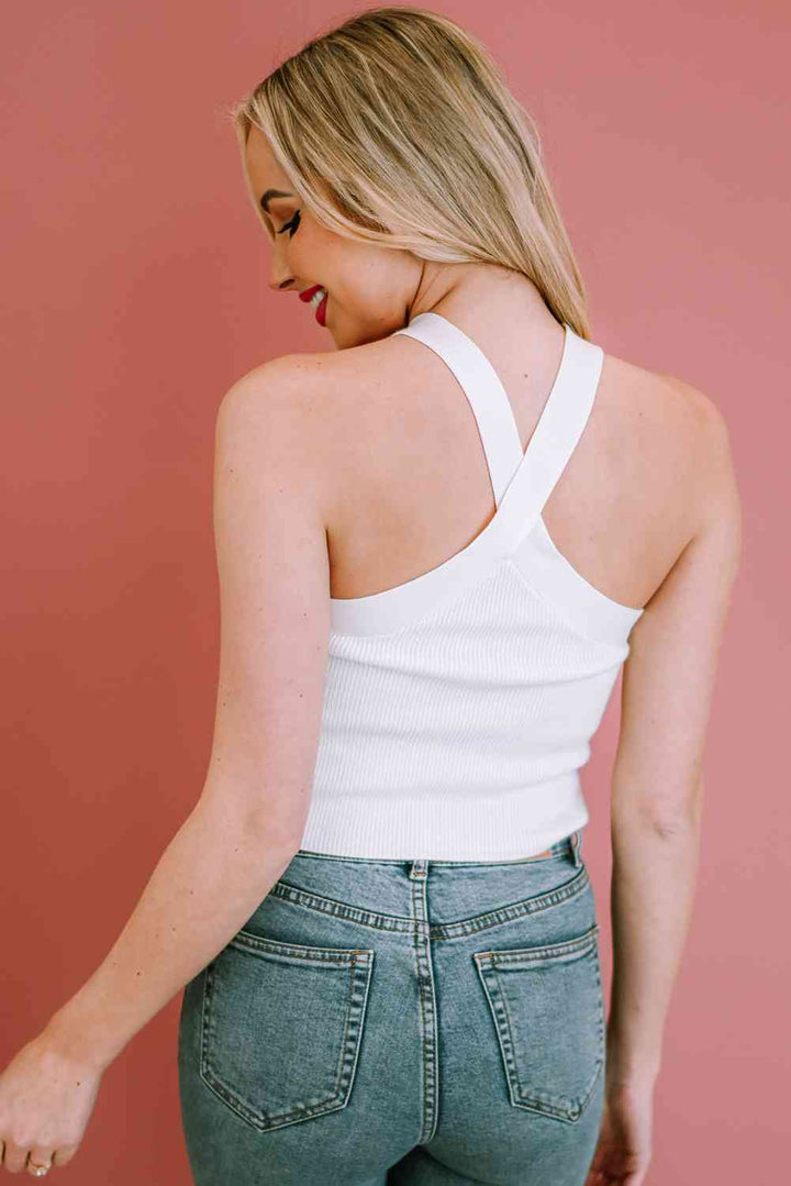 Ribbed Sleeveless Cropped Top | 1mrk.com