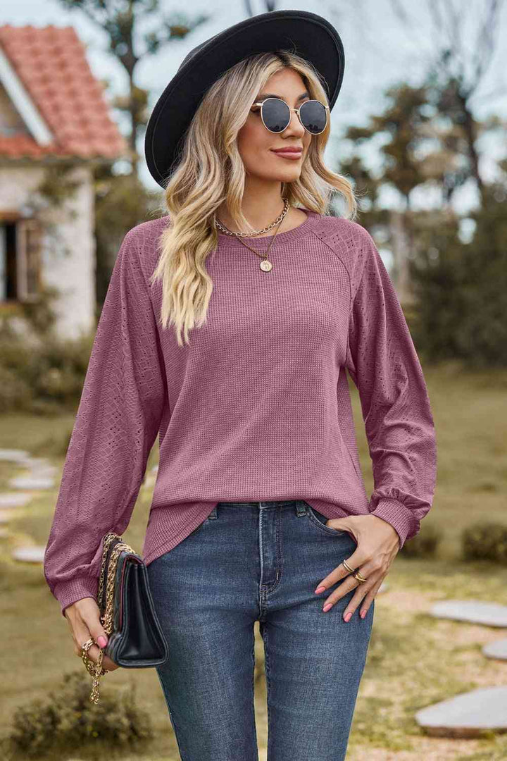 Round Neck Raglan Sleeve Sweatshirt |1mrk.com