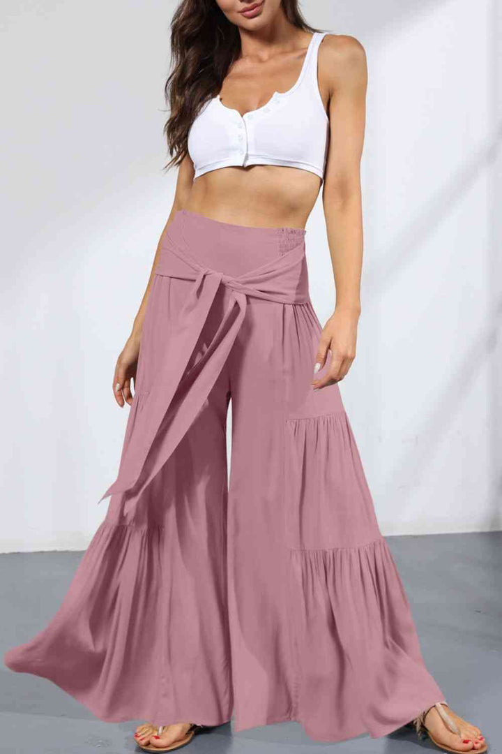 Tie Front Smocked Tiered Culottes | 1mrk.com