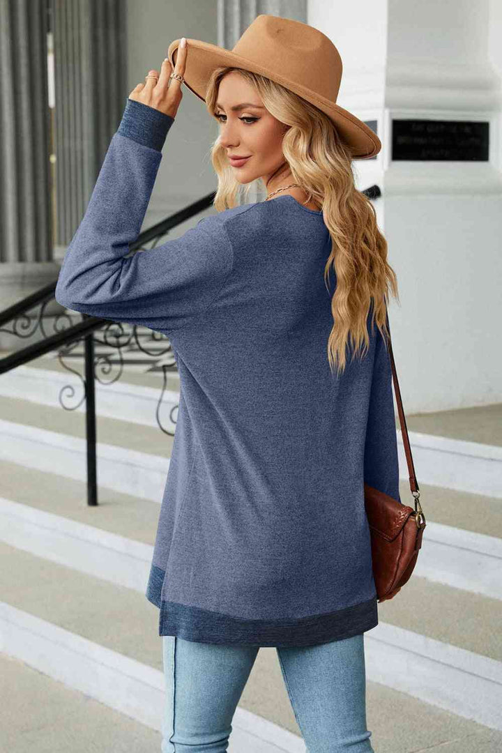 V-Neck Long Sleeve T-Shirt | 1mrk.com