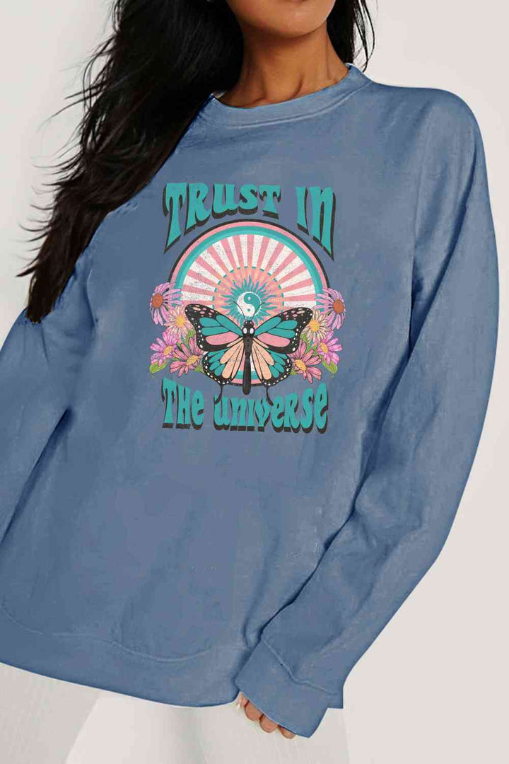 Simply Love Simply Love Full Size TRUST IN THE UNIVERSE Graphic Sweatshirt |1mrk.com