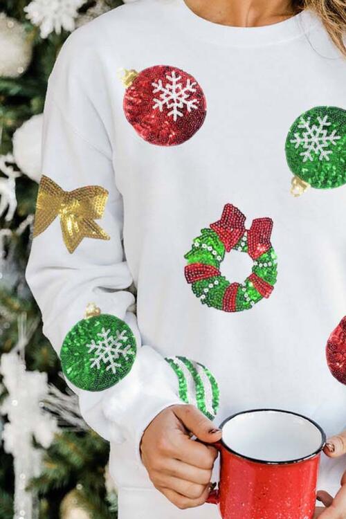 Sequin Patch Christmas Element Sweatshirt |1mrk.com