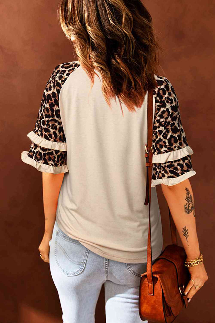 Leopard Bunny Graphic Layered Sleeve T-Shirt | 1mrk.com