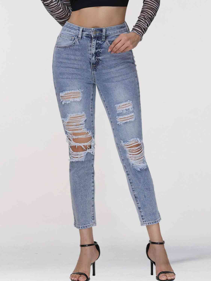 Distressed Skinny Cropped Jeans | 1mrk.com