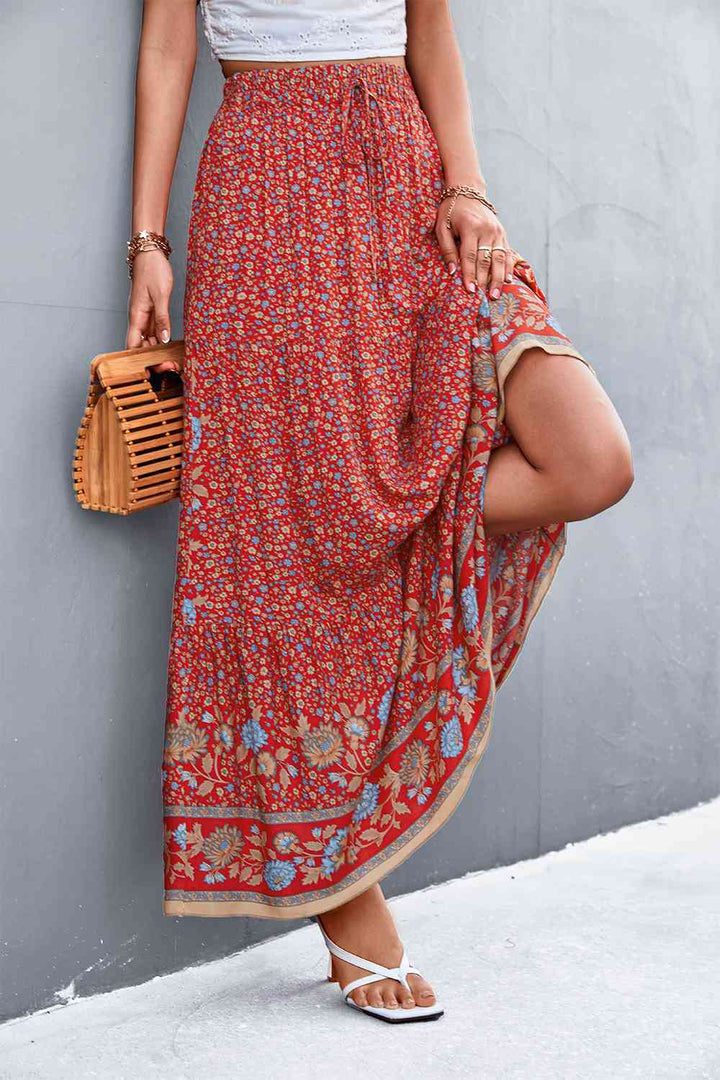 Floral Tied Maxi Skirt |1mrk.com