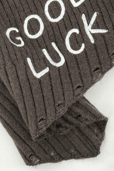 GOOD LUCK Distressed Off-Shoulder Sweater |1mrk.com