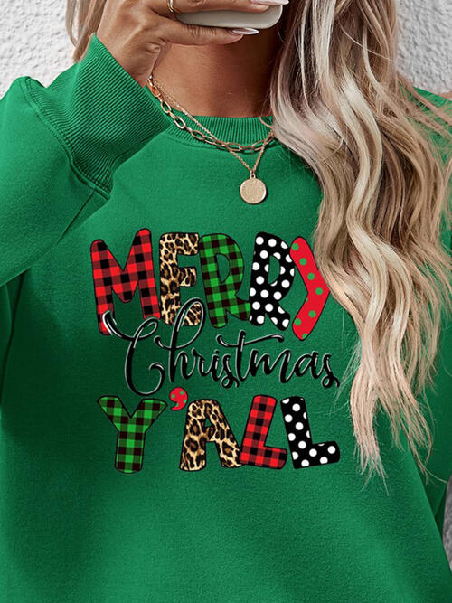 Letter Graphic Round Neck Long Sleeve Sweatshirt | Trendsi