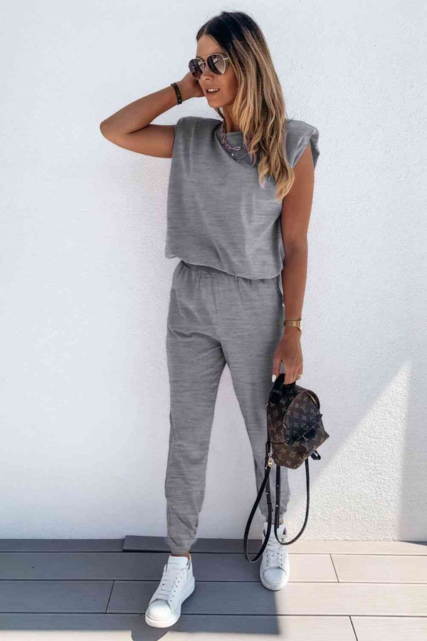 Padded Shoulder Top and Joggers Lounge Set | 1mrk.com