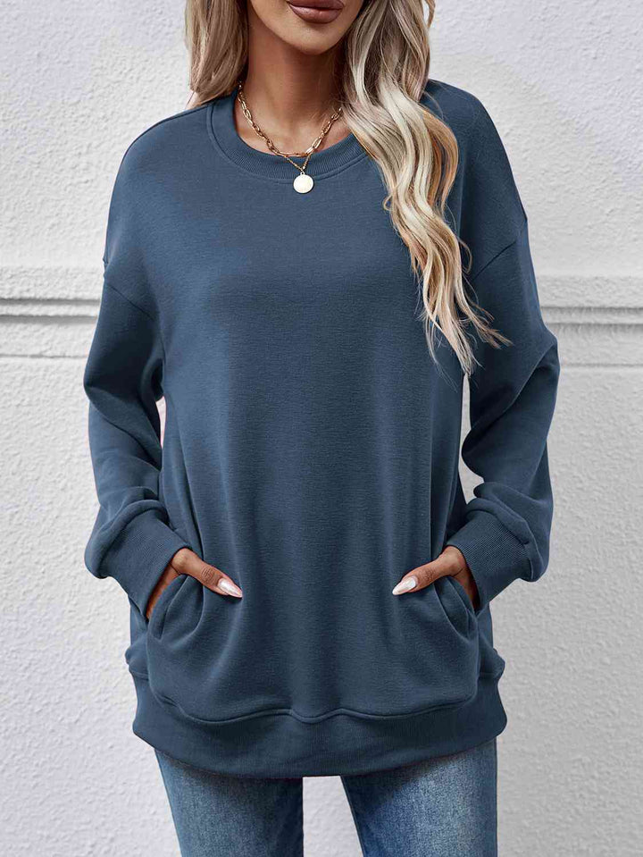 Dropped Shoulder Sweatshirt with Pockets |1mrk.com