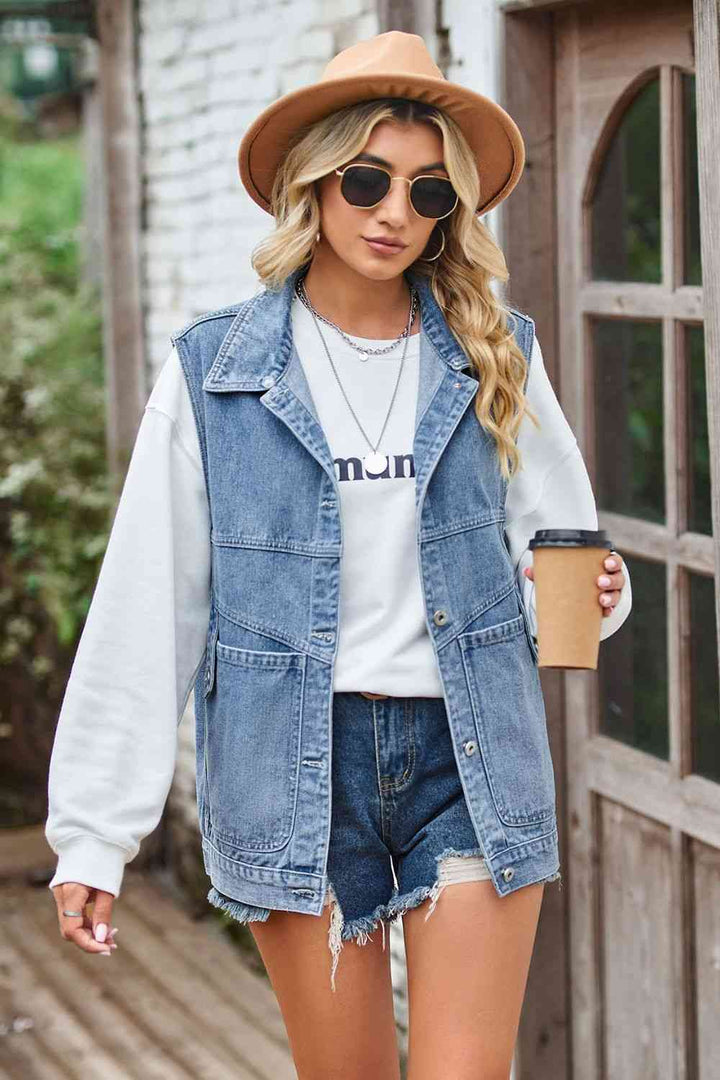 Sleeveless Denim Top with A Detachable Hood | 1mrk.com