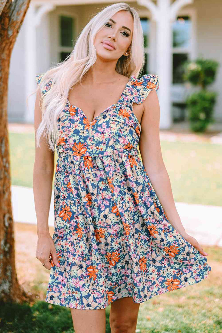 Floral Sweetheart Neck Empire Waist Dress |1mrk.com