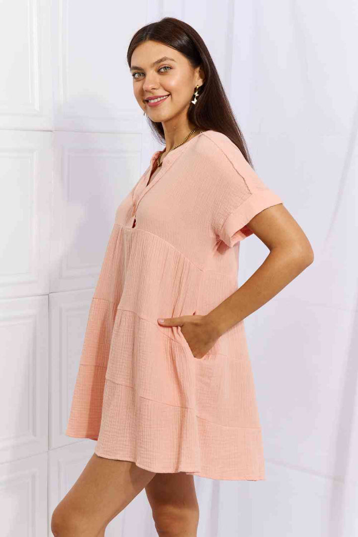 HEYSON Easy Going Full Size Gauze Tiered Ruffle Mini Dress | 1mrk.com