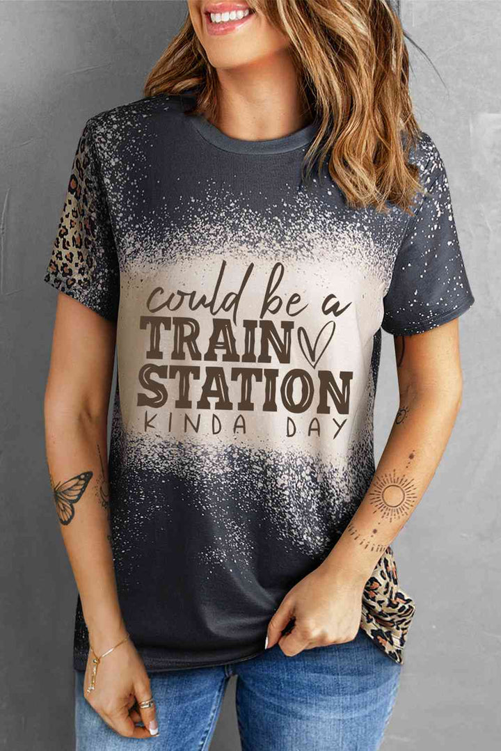 Slogan Graphic Leopard Tee Shirt | 1mrk.com