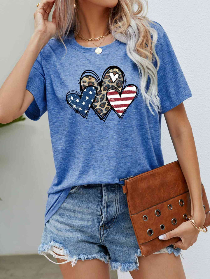 US Flag Leopard Heart Graphic Tee | 1mrk.com