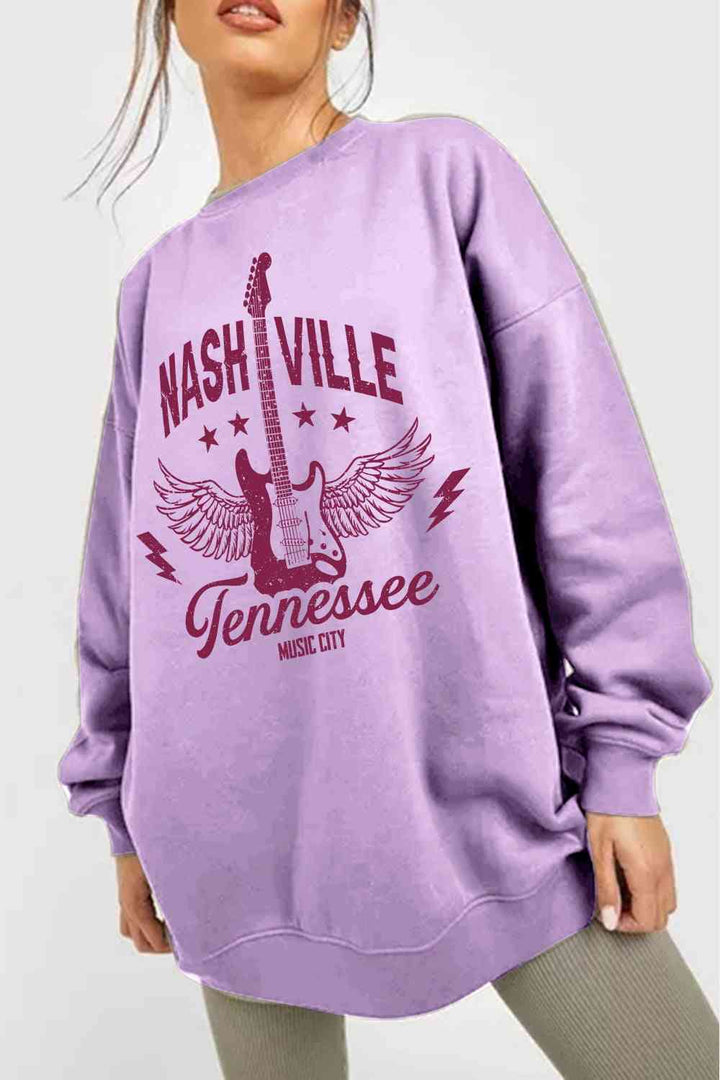 Simply Love Simply Love Full Size NASHVILLE TENNESSEE MUSIC CITY Graphic Sweatshirt |1mrk.com