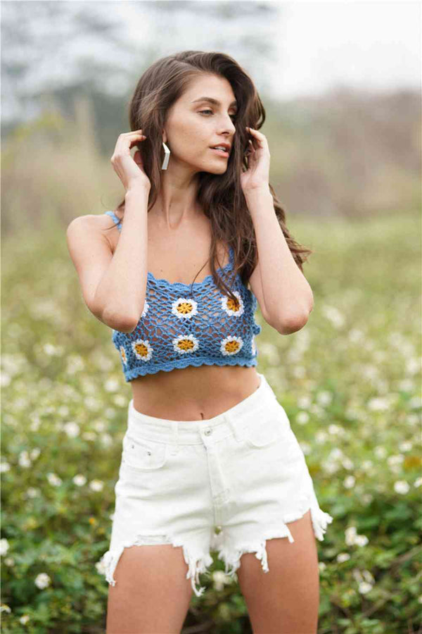 Floral Crochet Cropped Cami | 1mrk.com