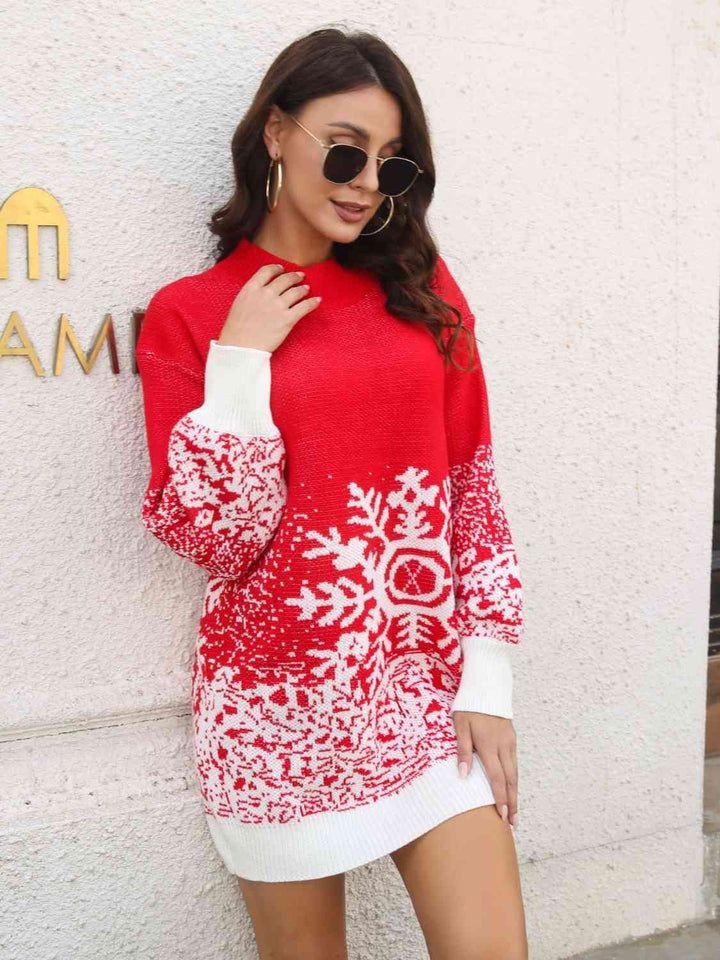 Snowflake Pattern Sweater Dress | 1mrk.com