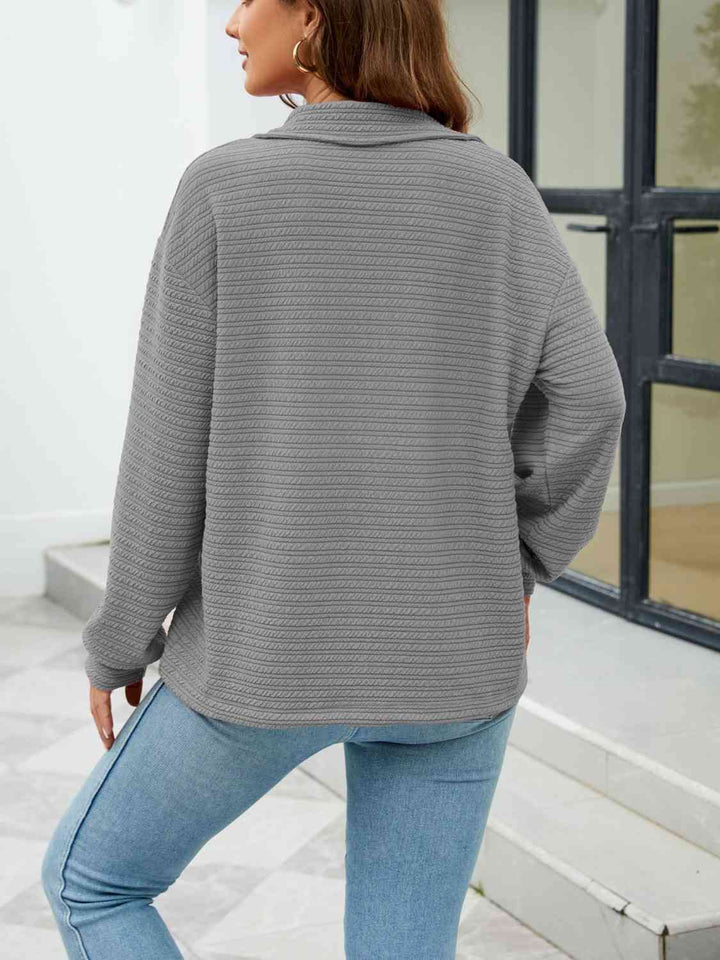 Quarter-Zip Collared Drop Shoulder Sweatshirt |1mrk.com