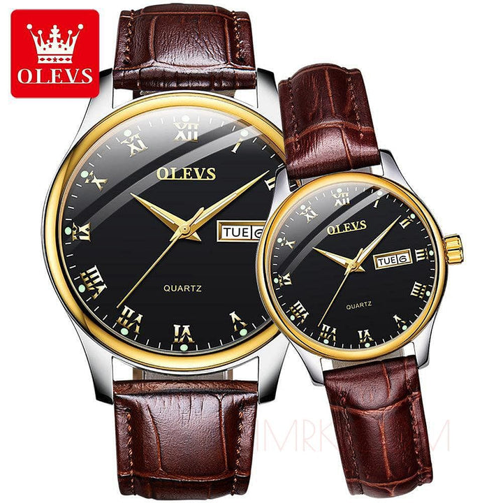 OLVES Quartz watches Water-proof Leather Strap Stainless OLEVS