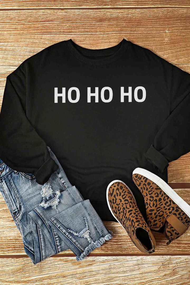 HO HO HO Graphic  Round Neck Sweatshirt |1mrk.com