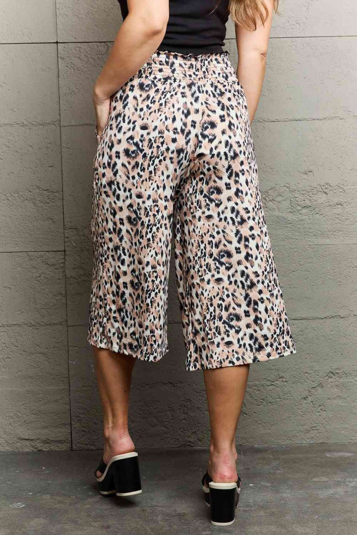 Ninexis Leopard High Waist Flowy Wide Leg Pants with Pockets |1mrk.com