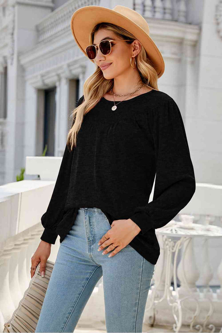 Round Neck Long Sleeve Top | 1mrk.com