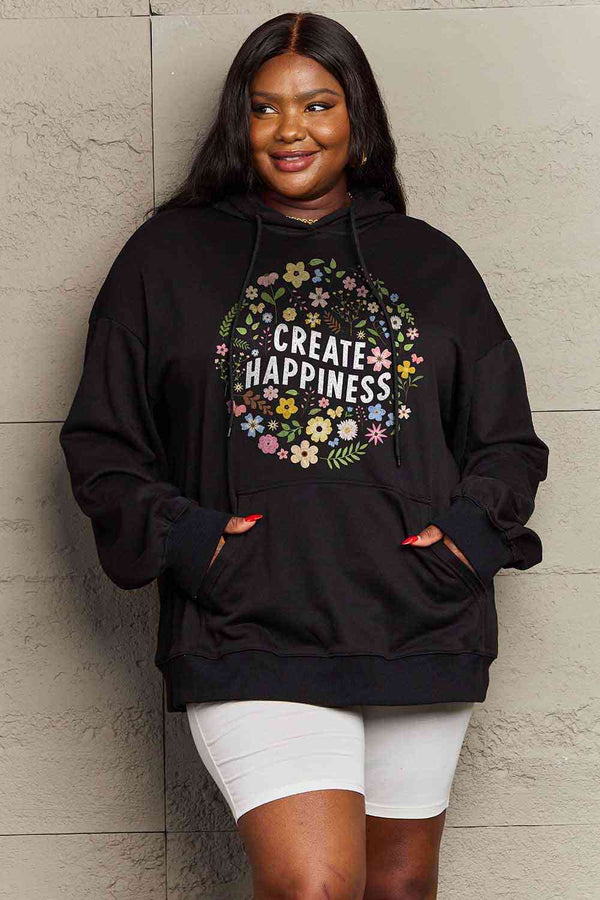 Simply Love Simply Love Full Size CREATE HAPPINESS Graphic Hoodie | 1mrk.com