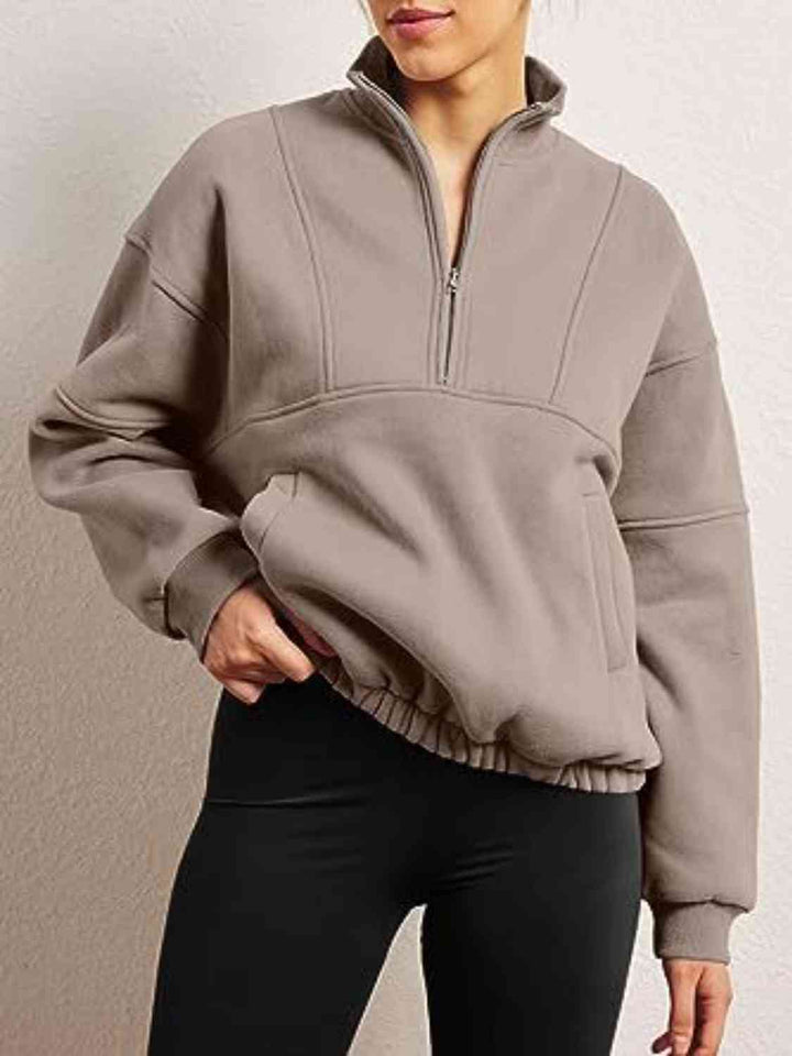 Half-Zip Long Sleeve Sweatshirt |1mrk.com