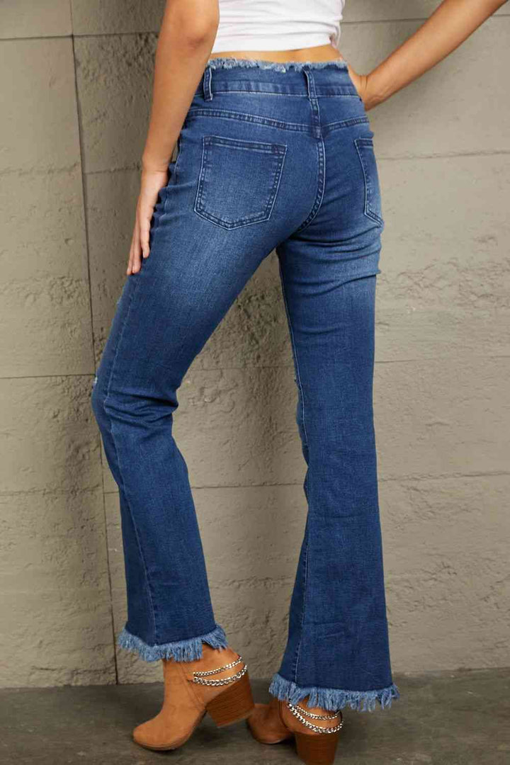 Baeful High Waist Distressed Raw Hem Jeans | 1mrk.com