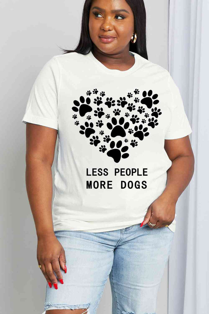 Simply Love Simply Love Full Size LESS PEOPLE MORE DOGS Heart Graphic Cotton Tee | 1mrk.com