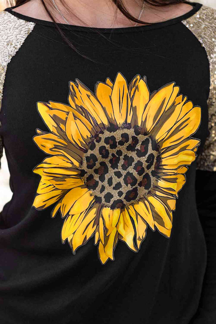 Sunflower Graphic Sequin T-Shirt | 1mrk.com