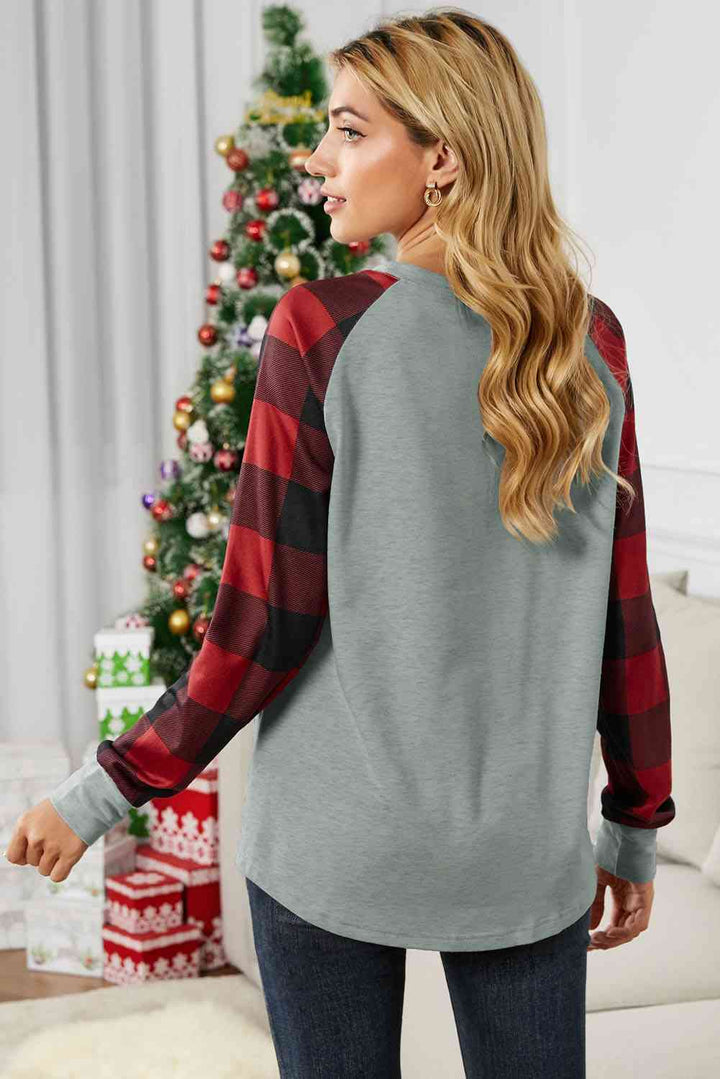 Christmas Buffalo Plaid Long Sleeve Sweatshirt |1mrk.com