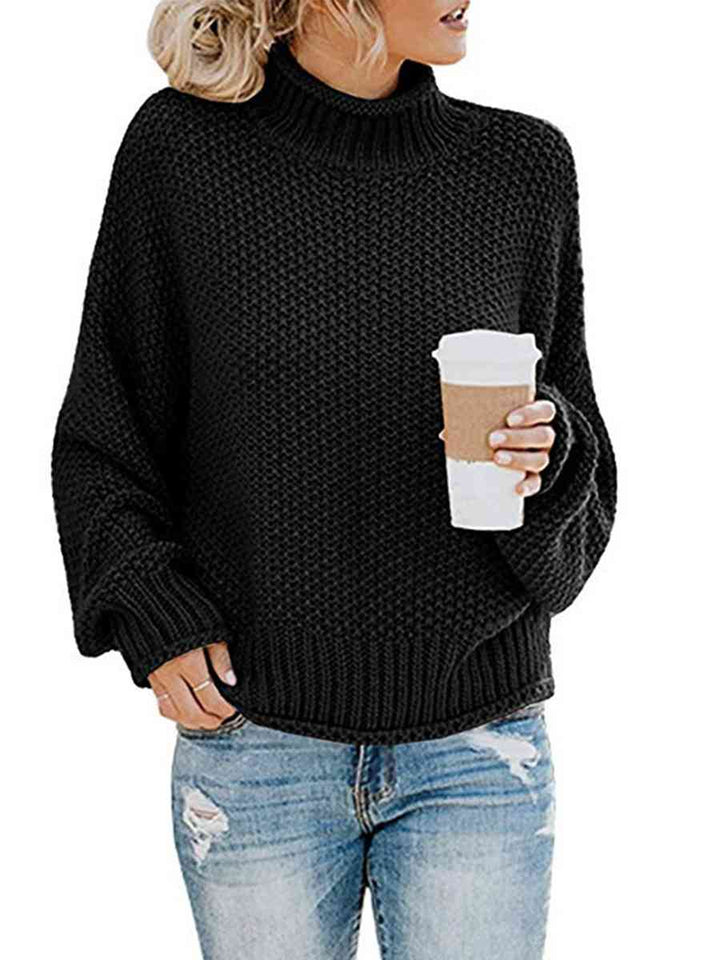 Turtleneck Dropped Shoulder Sweater |1mrk.com