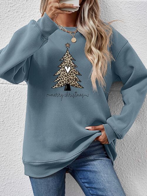 Christmas Tree Graphic Long Sleeve Sweatshirt |1mrk.com