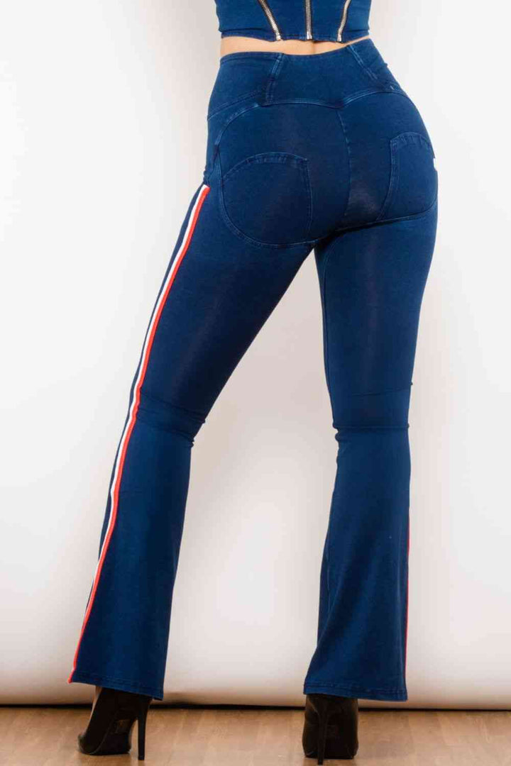 Side Stripe Zip Closure Bootcut Jeans | 1mrk.com