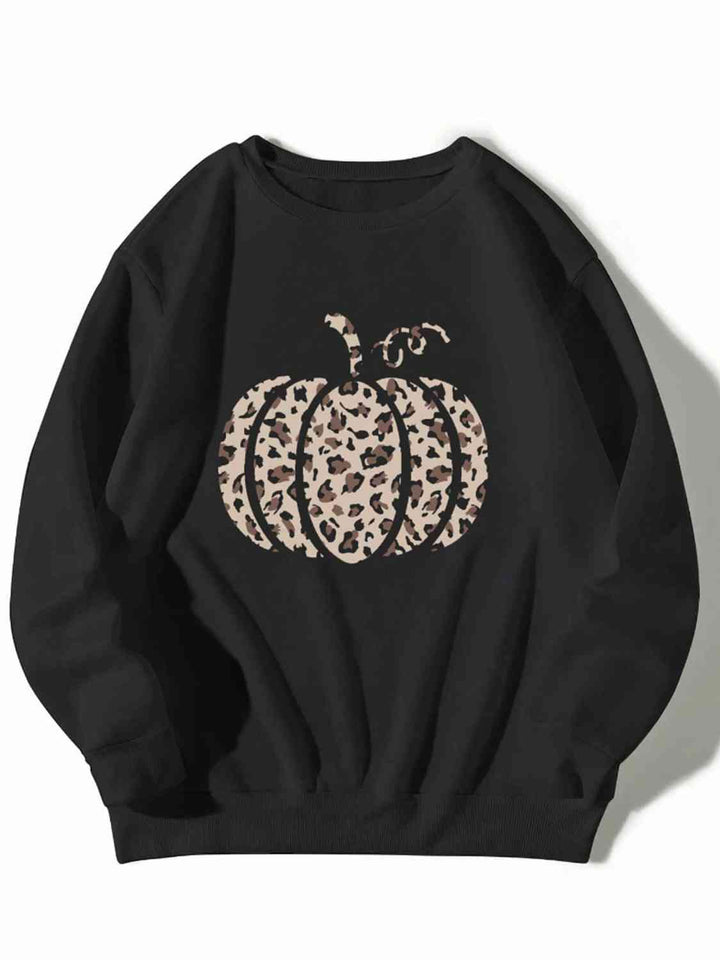 Pumpkin Graphic Round Neck Sweatshirt |1mrk.com