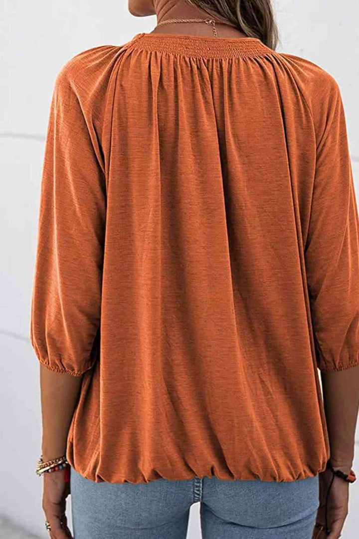 Gathered Detail Round Neck T-Shirt | 1mrk.com