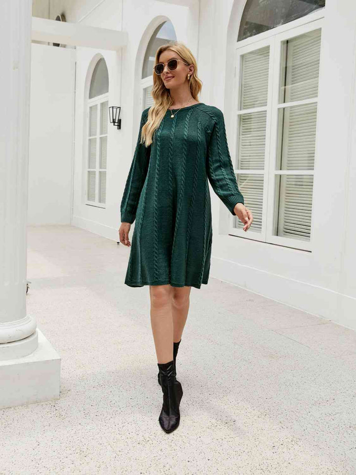 Cable-Knit Long Sleeve Sweater Dress | 1mrk.com