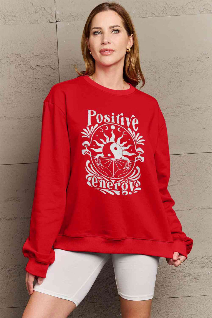 Simply Love Full Size POSITIVE ENERGY Graphic Sweatshirt |1mrk.com